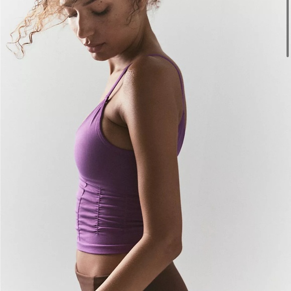 NWOT Free People Good Karma Ruched Crop Tank XS/S Deep Mulberry $19 - Picture 5 of 9